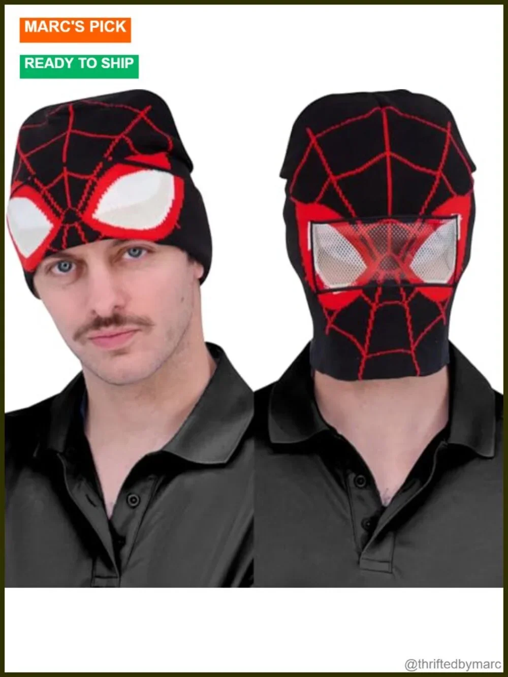 Marvel Spider-Man Miles Morales Roll Down Cuff Knitted Winter Beanie Skull Cap